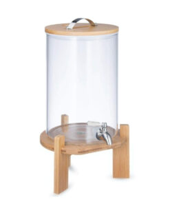 Glass Juice Dispenser With Wooden Base - 8 litre- Hot and Cold
