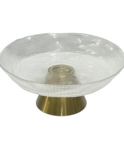 Textured Glass Bowl - Gold Footed