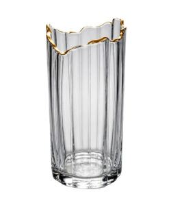 Glass Flower Vase - Gold Trim - 25cm