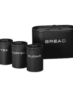 Bread Bin & Canister Set - 4pc Retro