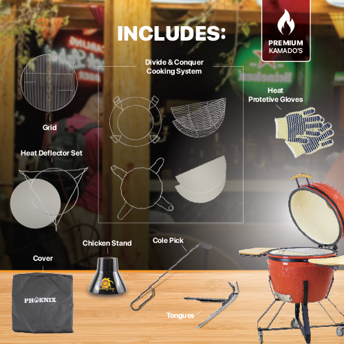 Kamado Jumbo Phoenix 27″ – Ceramic Grill (Red) - Image 3