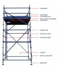 Quickstage Tower – 8mH x 2.5mL x 2.5mW New Material – Painted Blue (complete scaffolding)