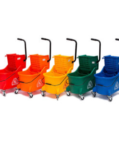 MAXI 33L BUCKET WITH DIVIDER & WRINGER Blue, Green, Red and Yellow – Suitable for use with flatmop