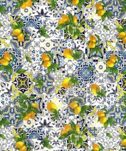 Printed Mini Matt  - Mediterranean Tile Print with Lemons