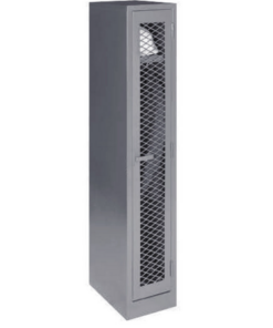 Single locker with mesh doors SLMD01 – 1800h x 300l x 450wmm – Hammerton Grey/Ivory Karoo