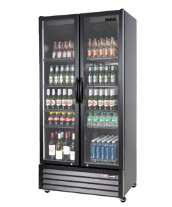 PolarCab Black Double Glass Door Upright Fridge