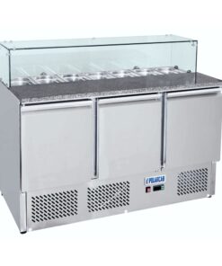 Saladette – Pizza assembly worktop with sneezeguard