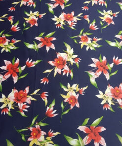 Printed Duchess Satin - Navy