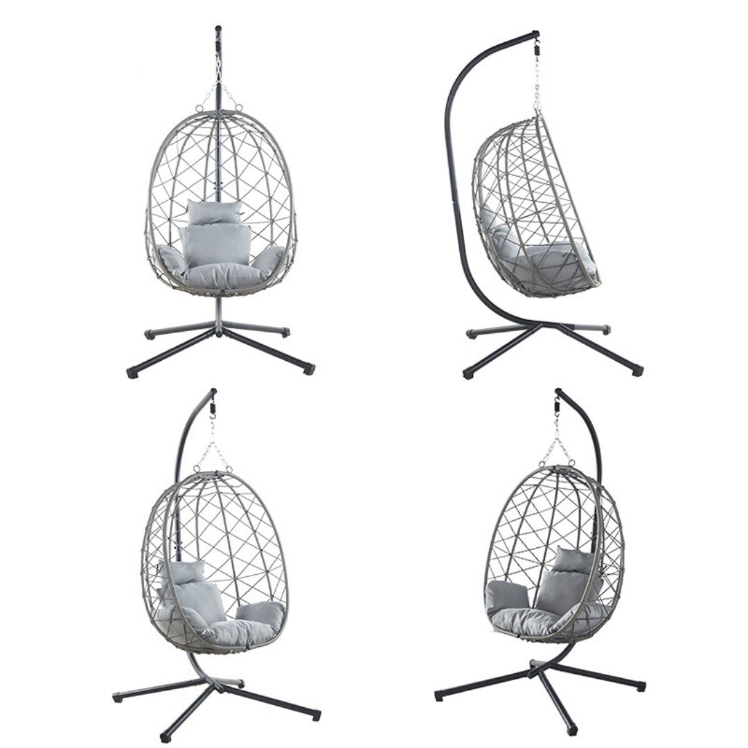 Rattan Egg Swing Chair – Outdoor Hanging with Cushion - Image 3