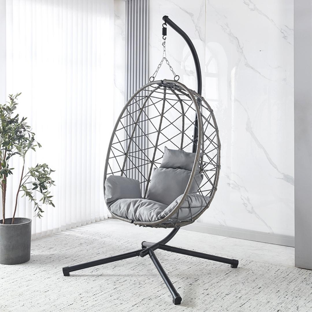 Rattan Egg Swing Chair – Outdoor Hanging with Cushion - Image 2