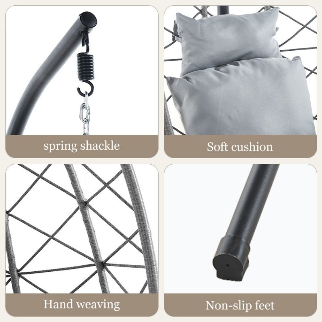 Rattan Egg Swing Chair – Outdoor Hanging with Cushion - Image 6