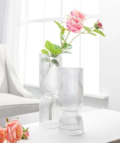 Ribbed Glass  Flower Vase - 30 cm