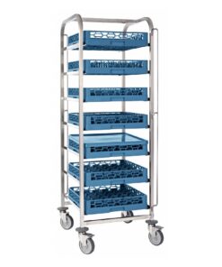 Dishwasher basket rack trolley