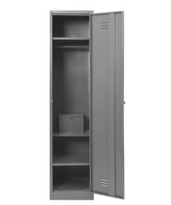 Single hostel locker with 2,5 shelves and money box DHL01 – 1800h x 410w x 520d – Hammerton Grey/Ivory Karoo