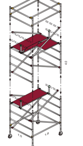 Wide Span 1500 TOWER Aluminum Scaffolding (length) = 1850mm x (width) 1500mm x 4200mm(height)