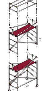 Narrow-Span 900 TOWER Aluminum Scaffolding (length) = 1850mm x (width) 900mm x 7200mm(height)