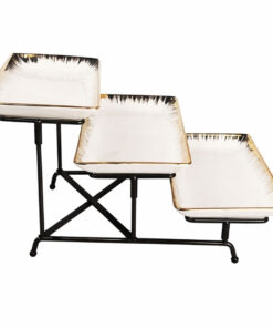 3 Tier Ceramic Serving Stand - Golden Eye