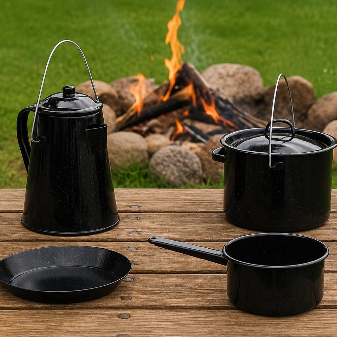 Enamel Camping Kitchen Set - 4pc - Image 3