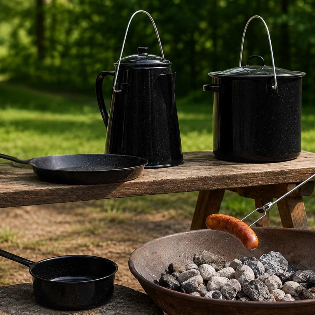 Enamel Camping Kitchen Set - 4pc - Image 4