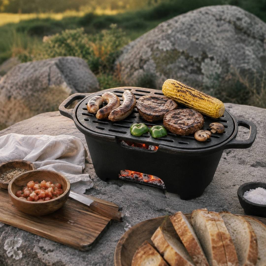 Cast Iron BBQ Grill Stove - Mini - 36cm - Image 2
