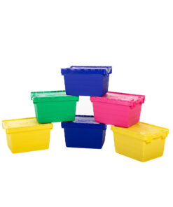 Nesting Tote Bins – 7L, 18L, 52L and 68L Standard Colors Black, Red, Green, Blue, Yellow and Pink