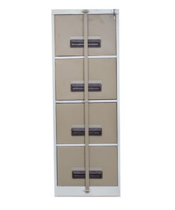 4 Drawer filing cabinet – Central locking with security bar 4FC01 – 1320h x 470w x 630d – Hammerton Grey/Ivory Karoo