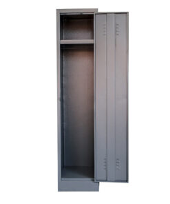 Single hostel locker with top shelf and hang rail DHL02 – 1800h x 410w x 520d – Hammerton Grey/Ivory Karoo