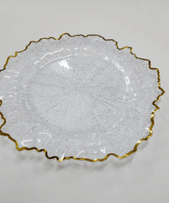 Underplates - Clear Plastic Leaf Gold Edge