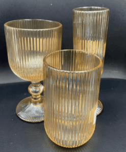 Drinkware - Reeded Glass Gold - 6pc
