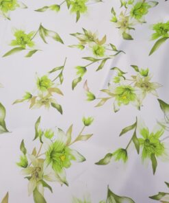 Printed Duchess Satin - White + Green