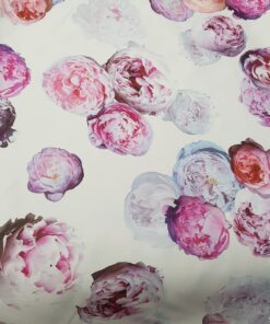 Printed Duchess Satin - White + Pink
