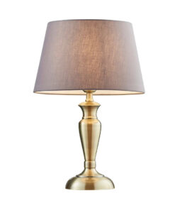 Table lamp - Antique Brass & Charcoal Grey Cotton