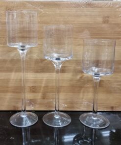 Candle Stand - 3pc Glass Zuri Clear