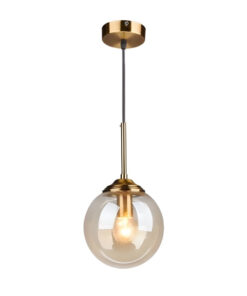 Pendant Light - Amber Globe - Bronze