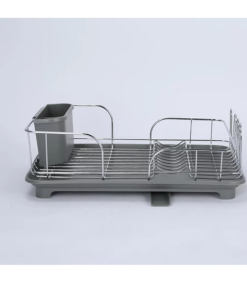 Dish Rack - Stainless Steel with Grey Plastic Base
