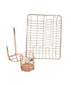 Kitchen Set - Cutlery Holder, Dish Rack, Paper Towel Holder - Copper