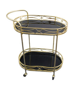 Server Trolley - Double Mirror Oval - Gold