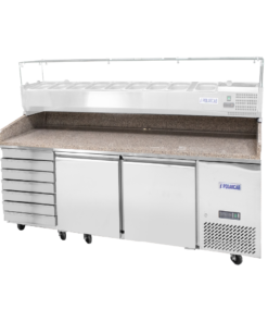 Pizza Prep Counter – 2 Door 7 Ambient Drawers – Marble Top