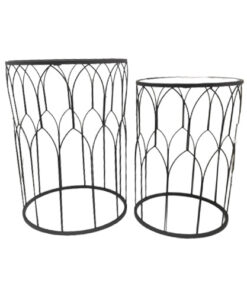 Server Tables - Geometric Side Table Set Round - Black