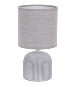 Table Lamp - Ceramic Ribbed Base - Cylinder Fabric Shade
