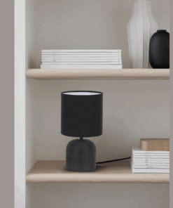 Table Lamp - Ceramic Dome Base - Cylinder Fabric Shade
