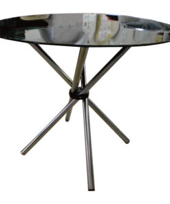 4 Seater Round Cafe Table - Black Glass